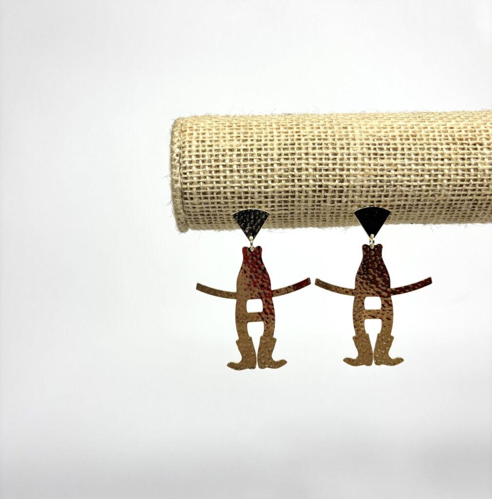 Howdy Hammered Gold Dangle Earrings