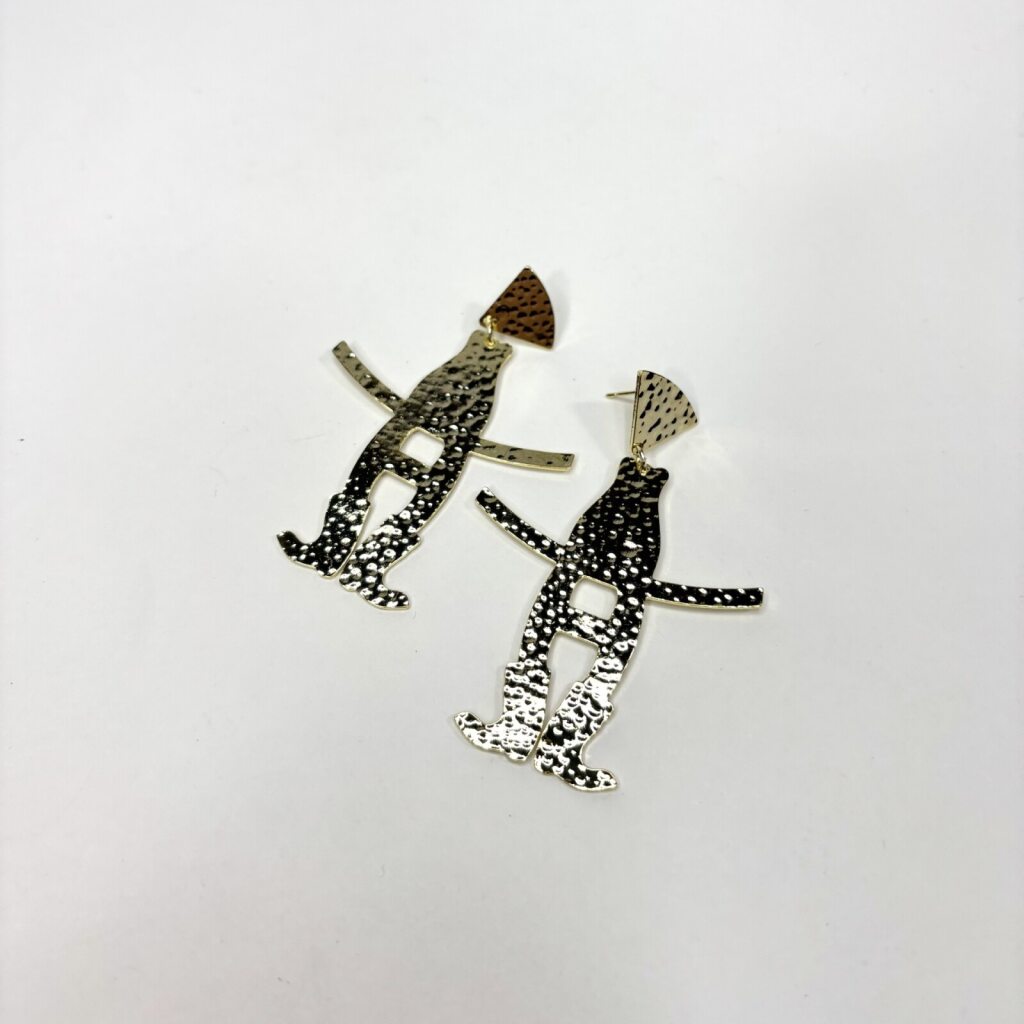 Howdy Hammered Gold Dangle Earrings