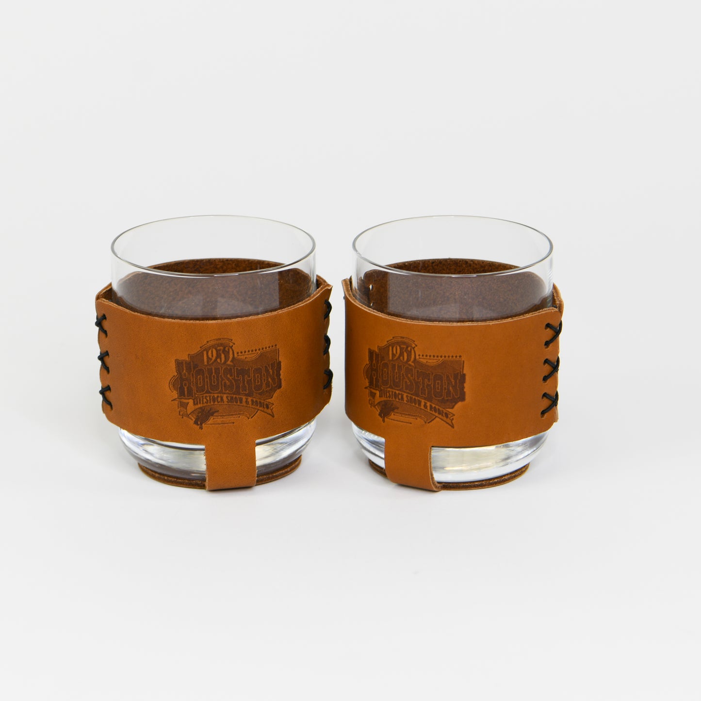 HLSR Leather Rocks Glass 2-Set