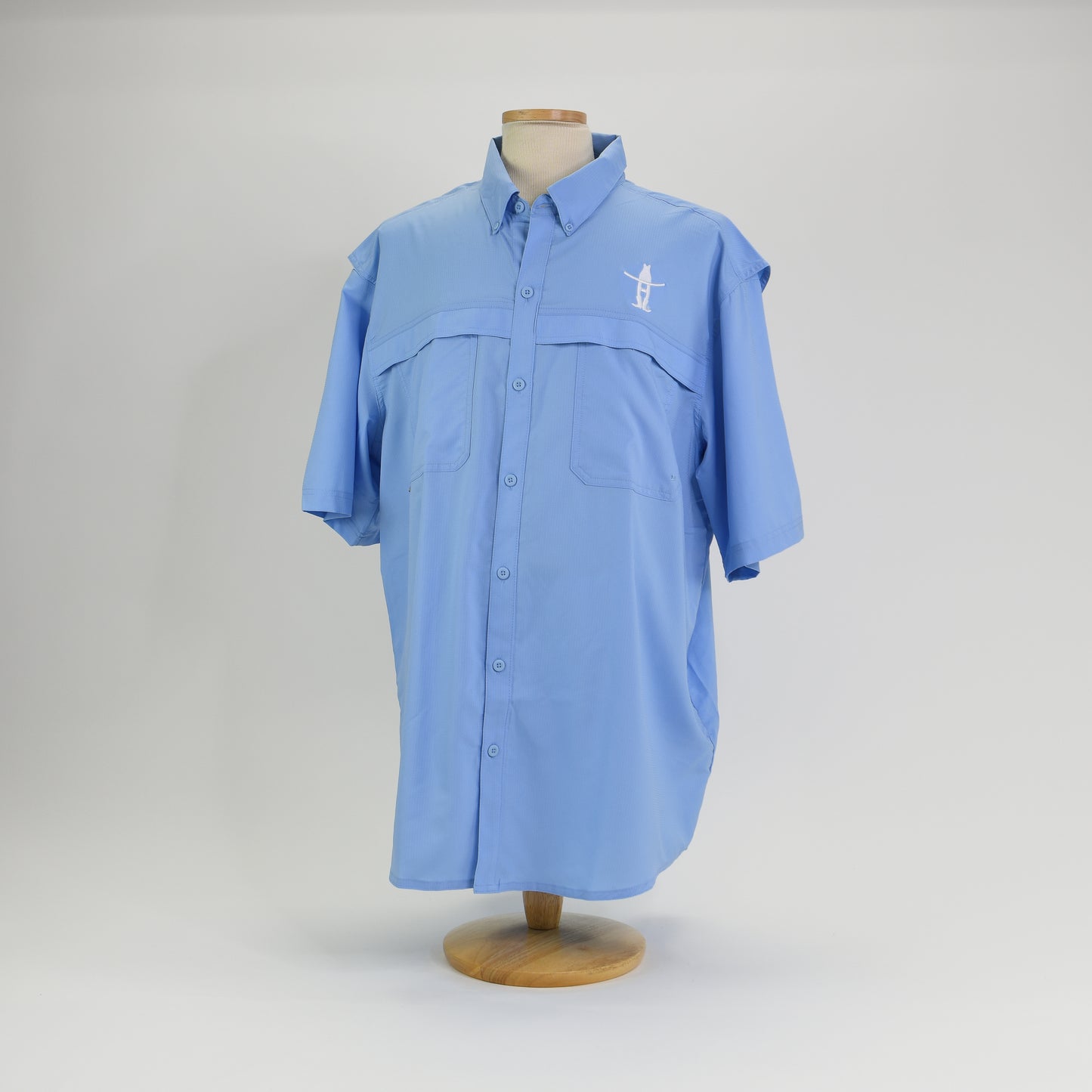Mens Fishing Shirt w/ Bow-H - Sky Blue