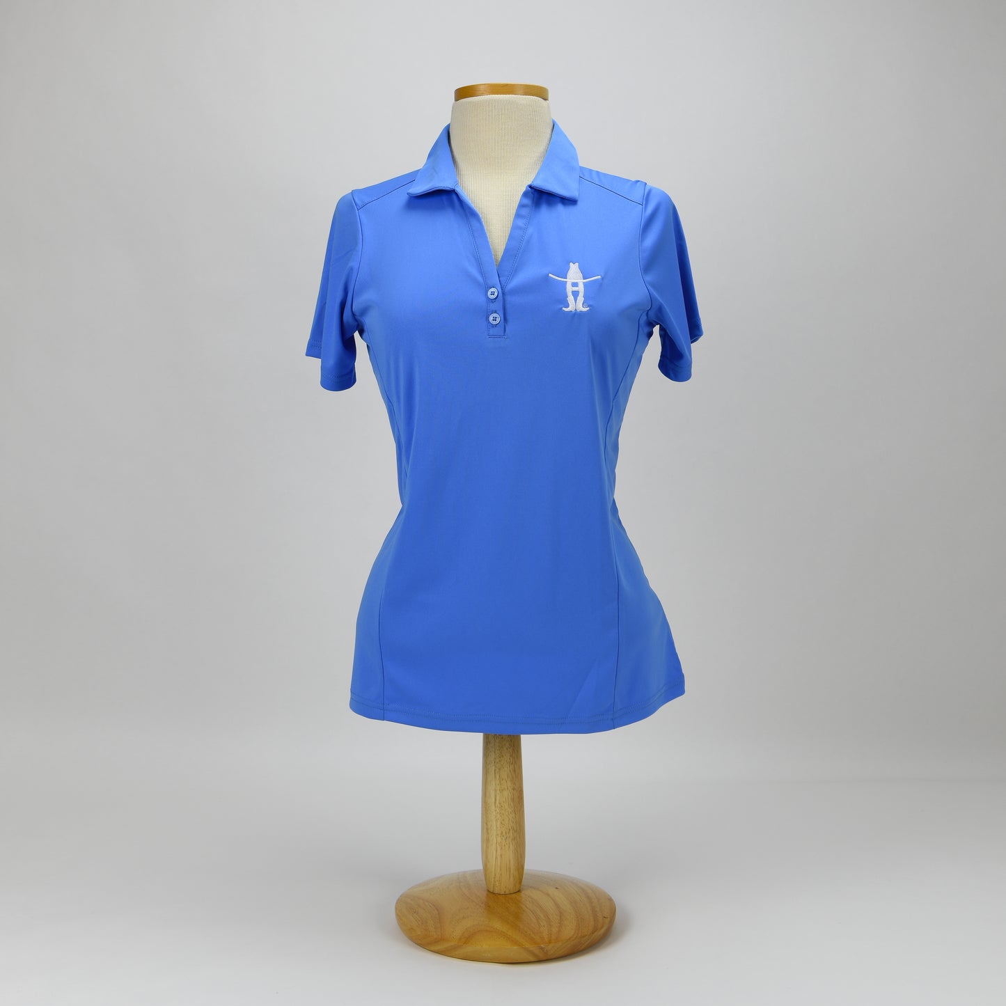 Ladies Polo w/ White Bow-H - Columbia Blue
