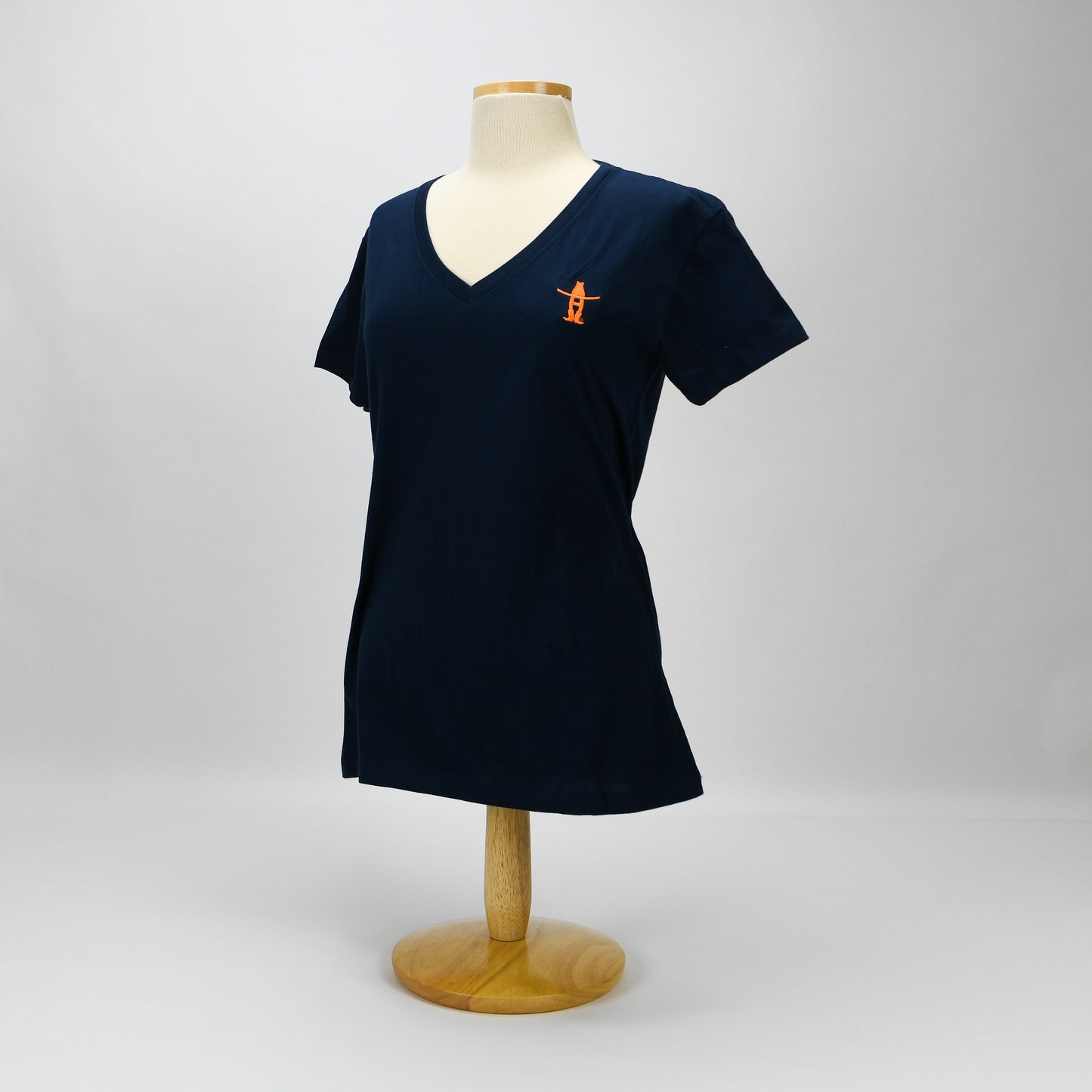 Ladies Cotton V-Neck - Navy