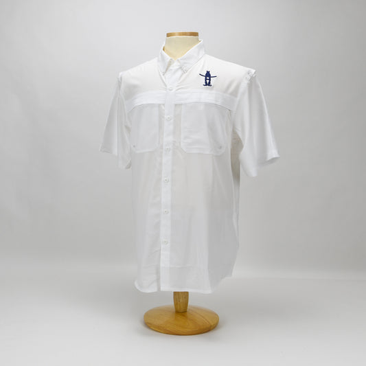 Mens Fishing Shirt w/ Bow-H - White