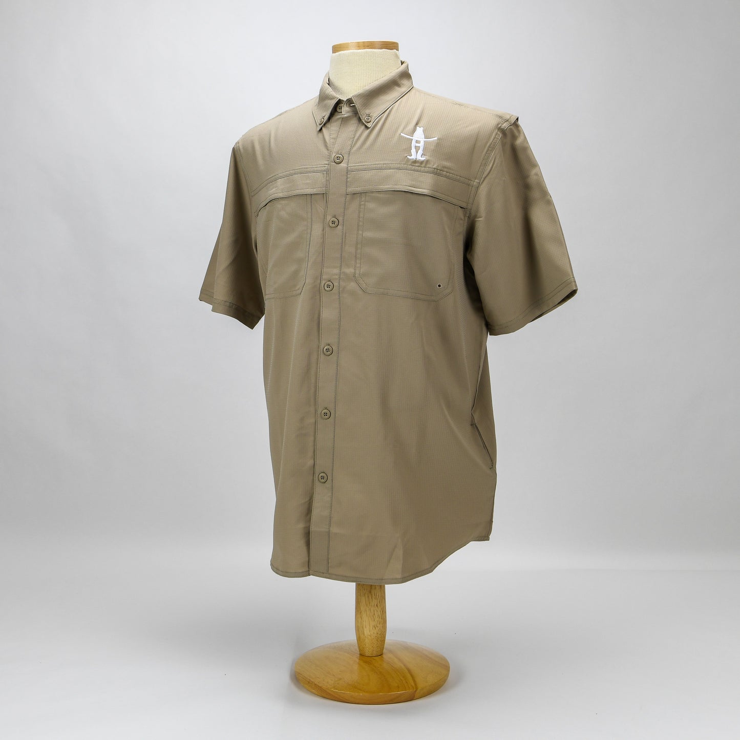 Mens Fishing Shirt w/ Bow-H - Khaki