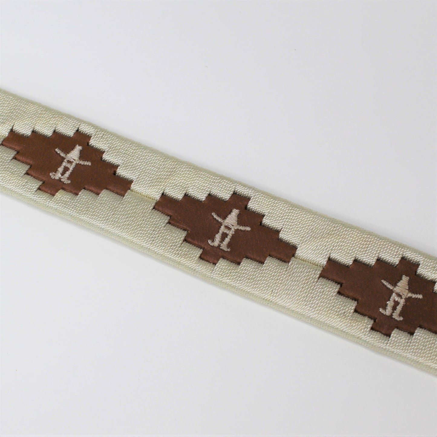 RH Embroidered Leather Belt - Ivory
