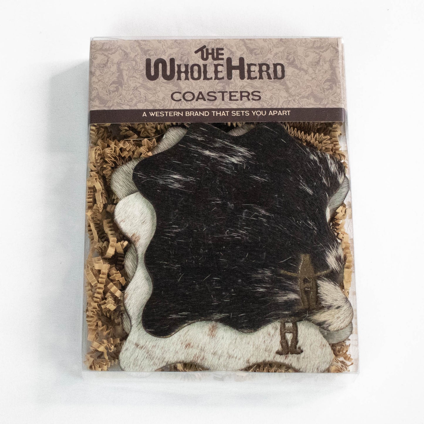 Cowhide H Coaster Set of 4