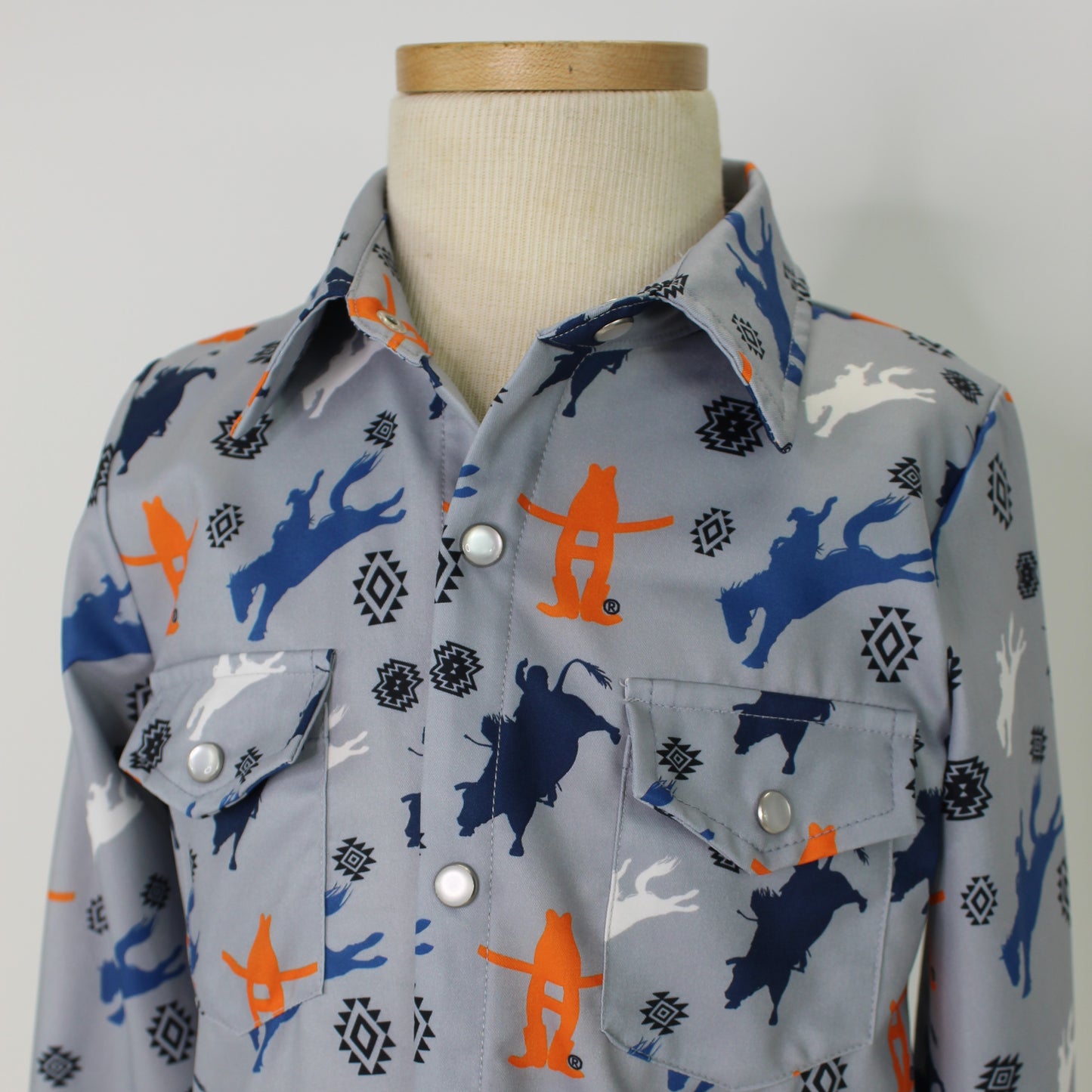 Youth howdy LS Pearl Snap - Orange H