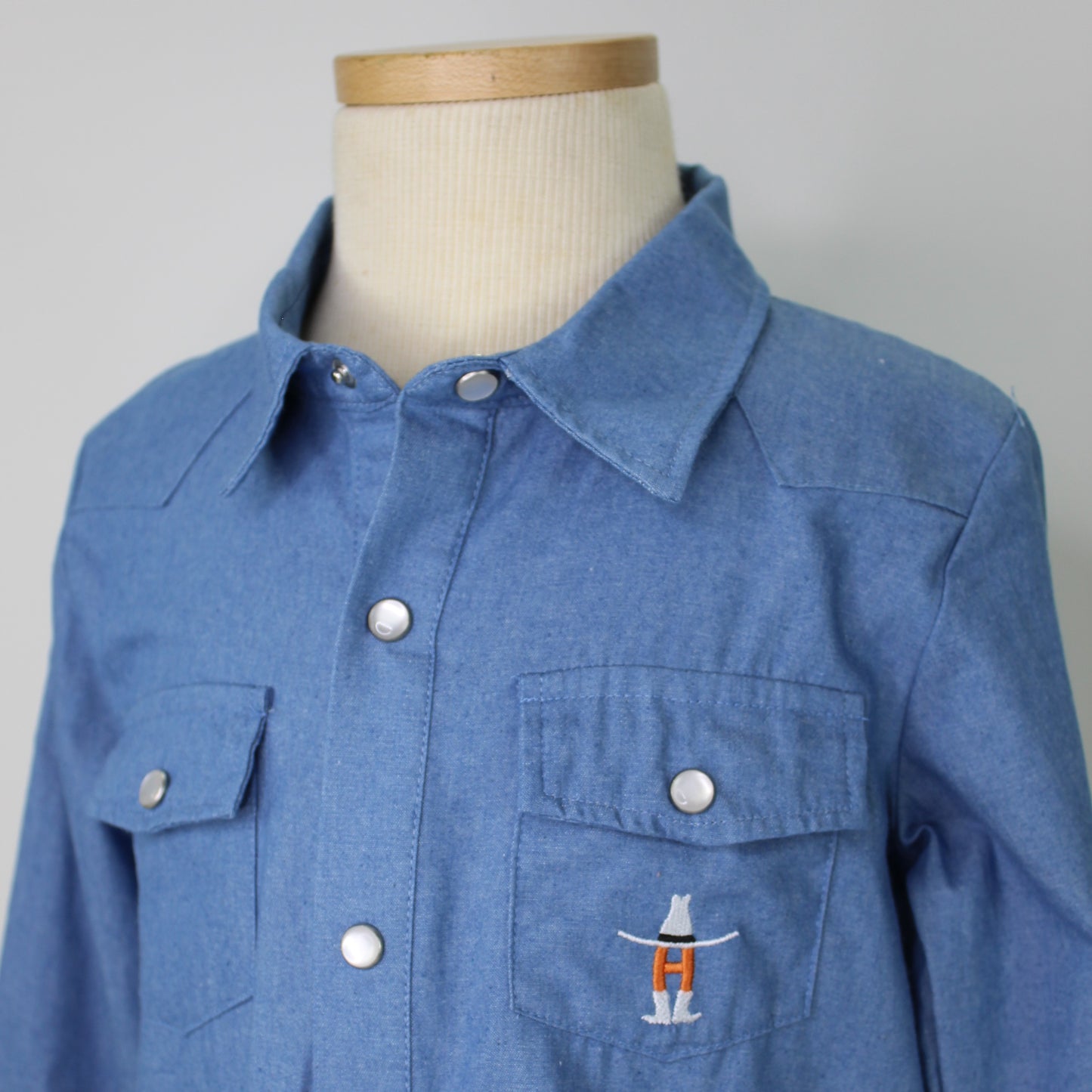 Toddler LS Pearl Snap - Denim
