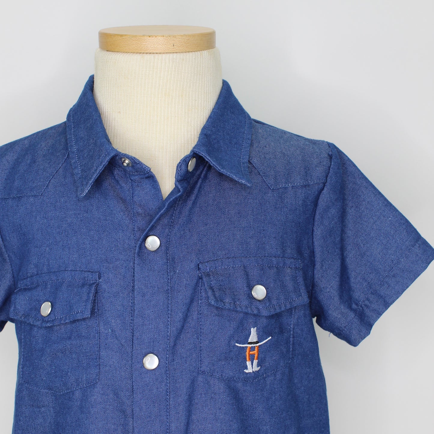 Toddler SS Pearl Snap - Denim