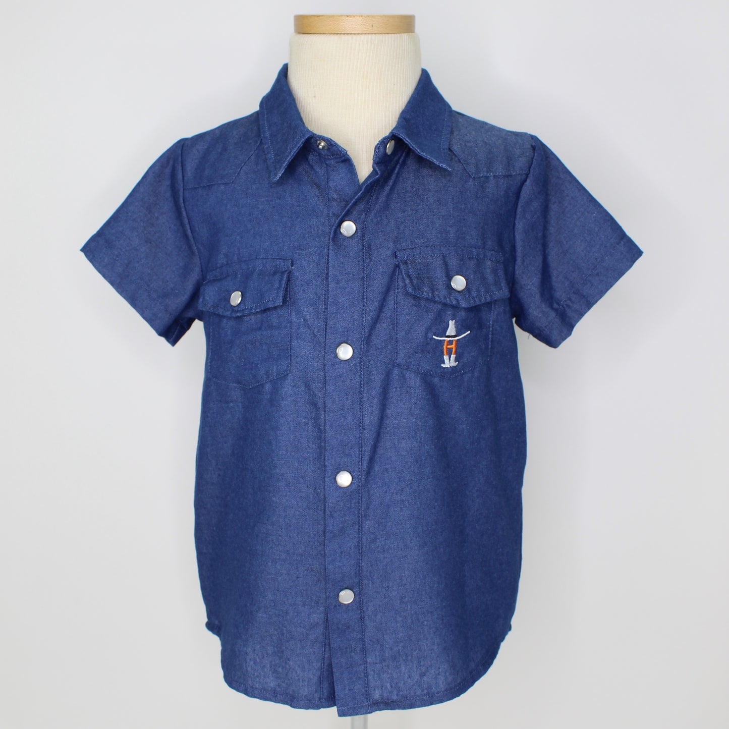 Toddler SS Pearl Snap - Denim