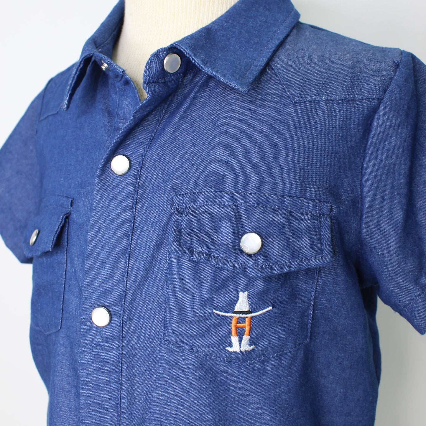 Toddler SS Pearl Snap - Denim