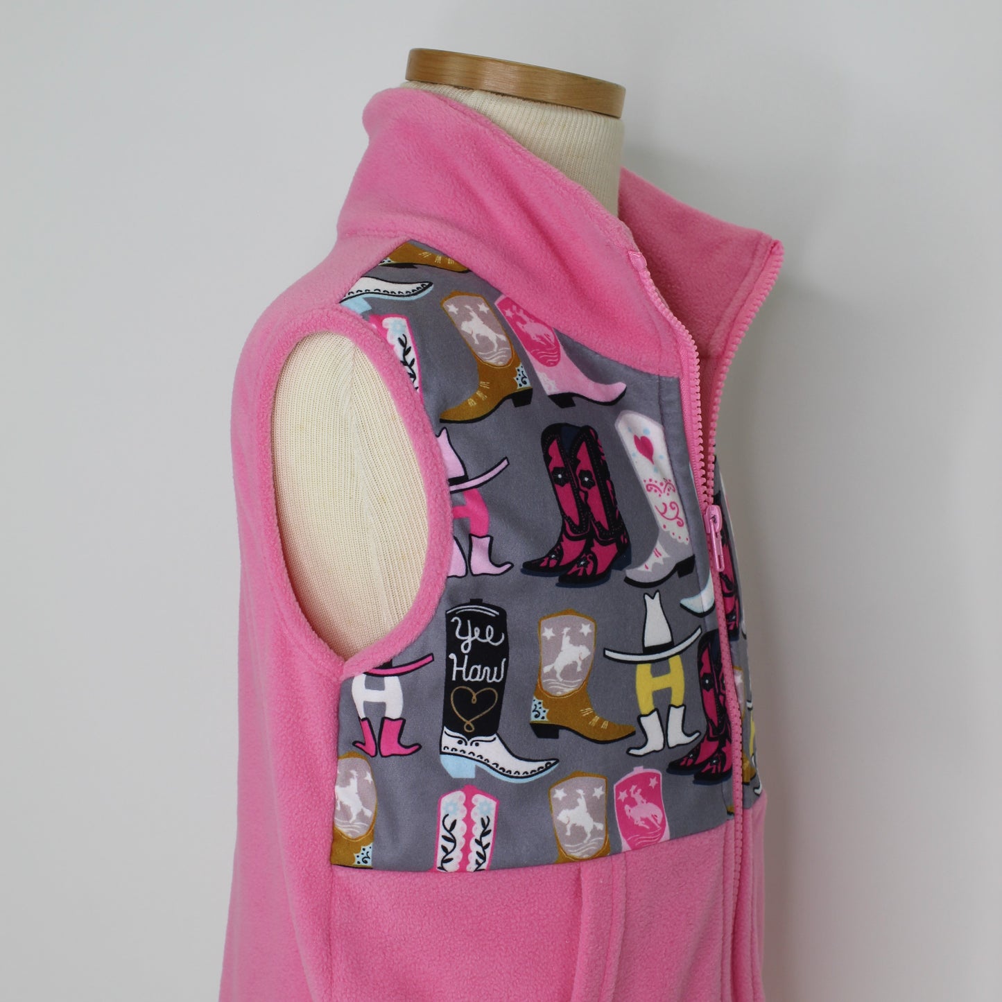 Youth Pink Fleece Vest with Boots