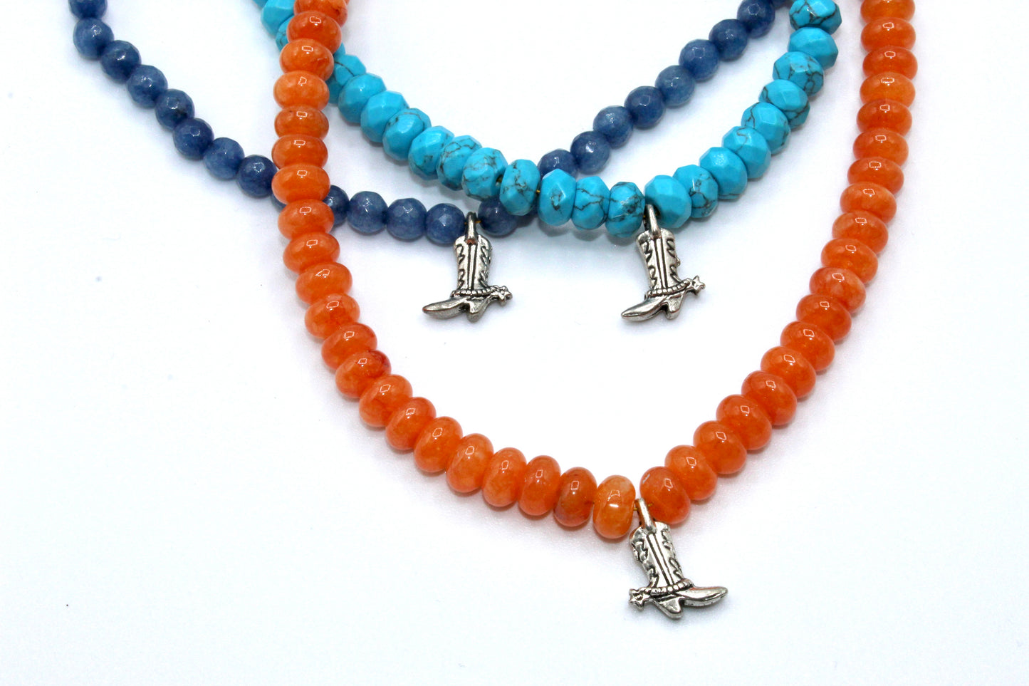 Southern James Necklace with Boot Charm - Orange