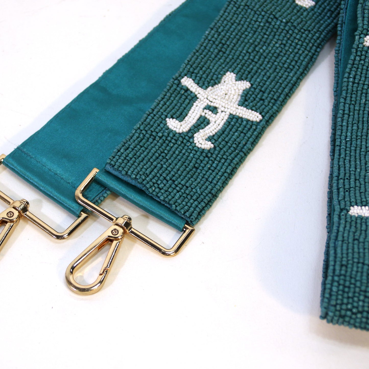 Beaded Strap - Turquoise White Bow-H