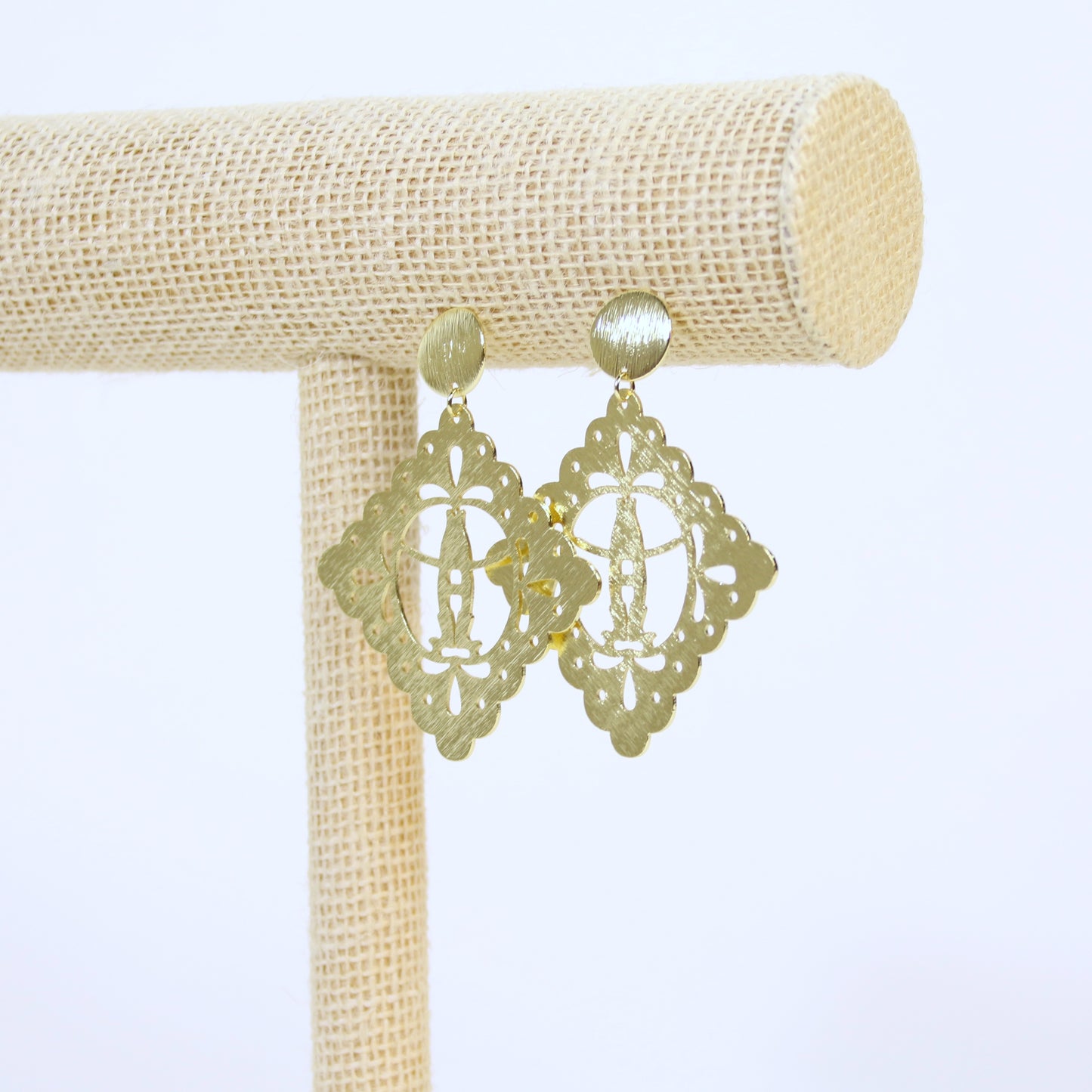 Square Bow-H Cutout Earrings - Gold