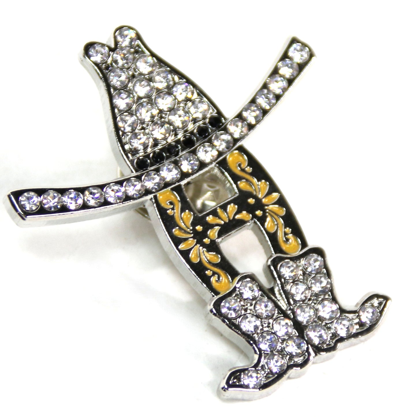 Rhinestone Tooled Pin