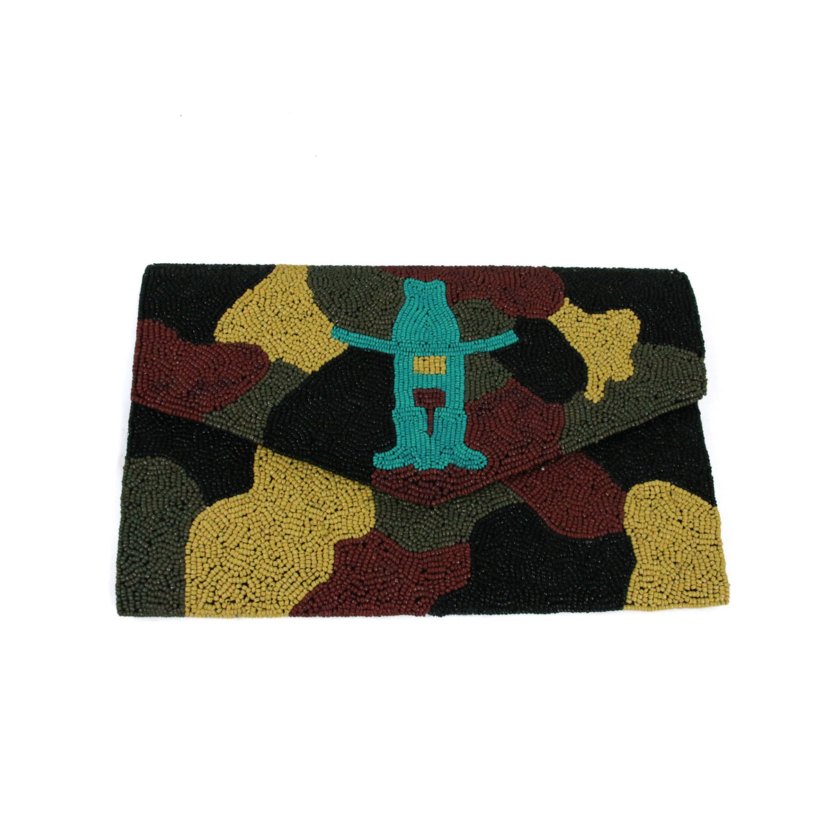 Beaded Clutch with Flap - Camo