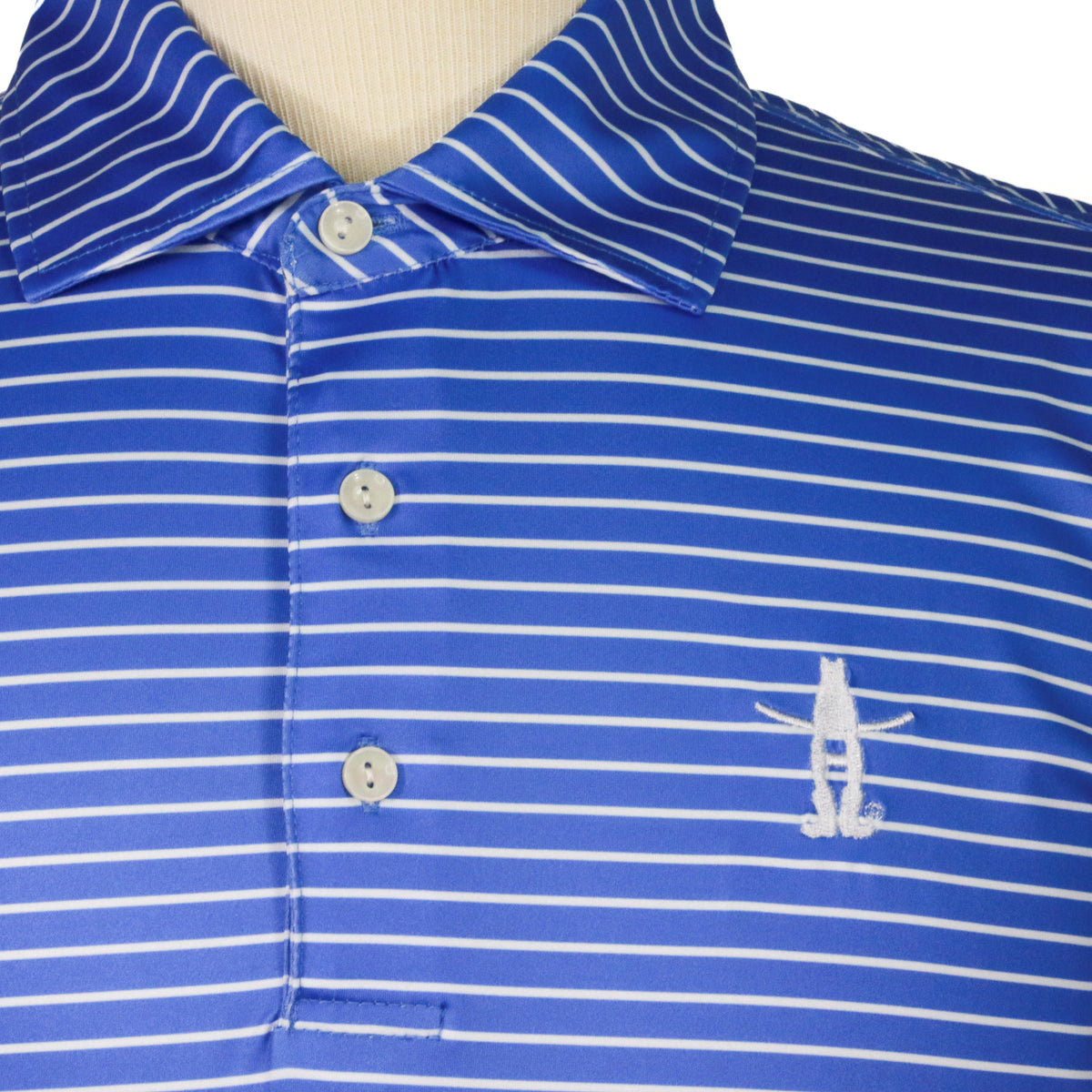Mens Classic Striped Polo - Navy Blue