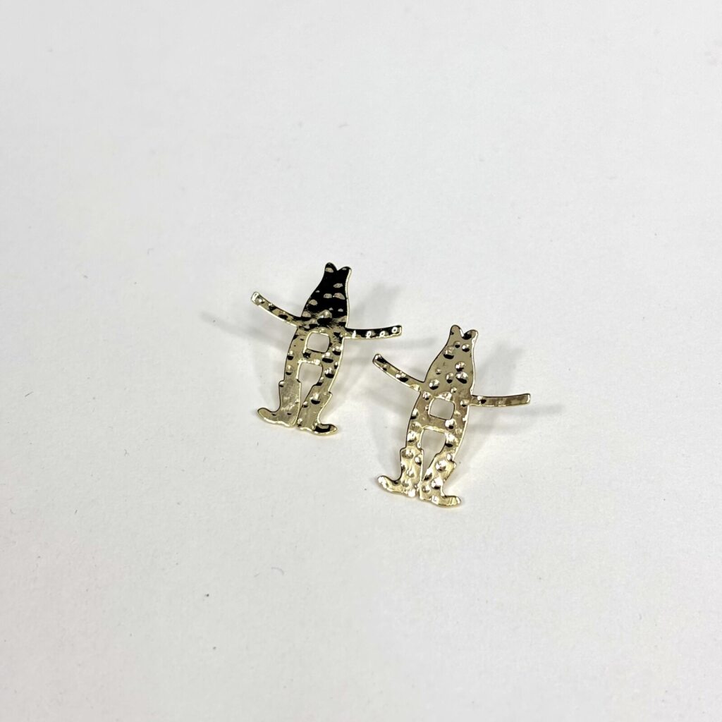 Howdy Hammered Gold Stud Earrings