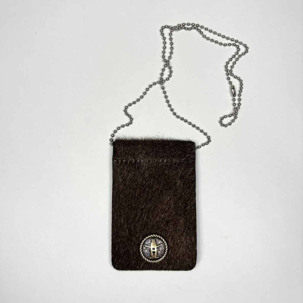 Small Multi Hide Badgeholder - Gold/Silver Concho