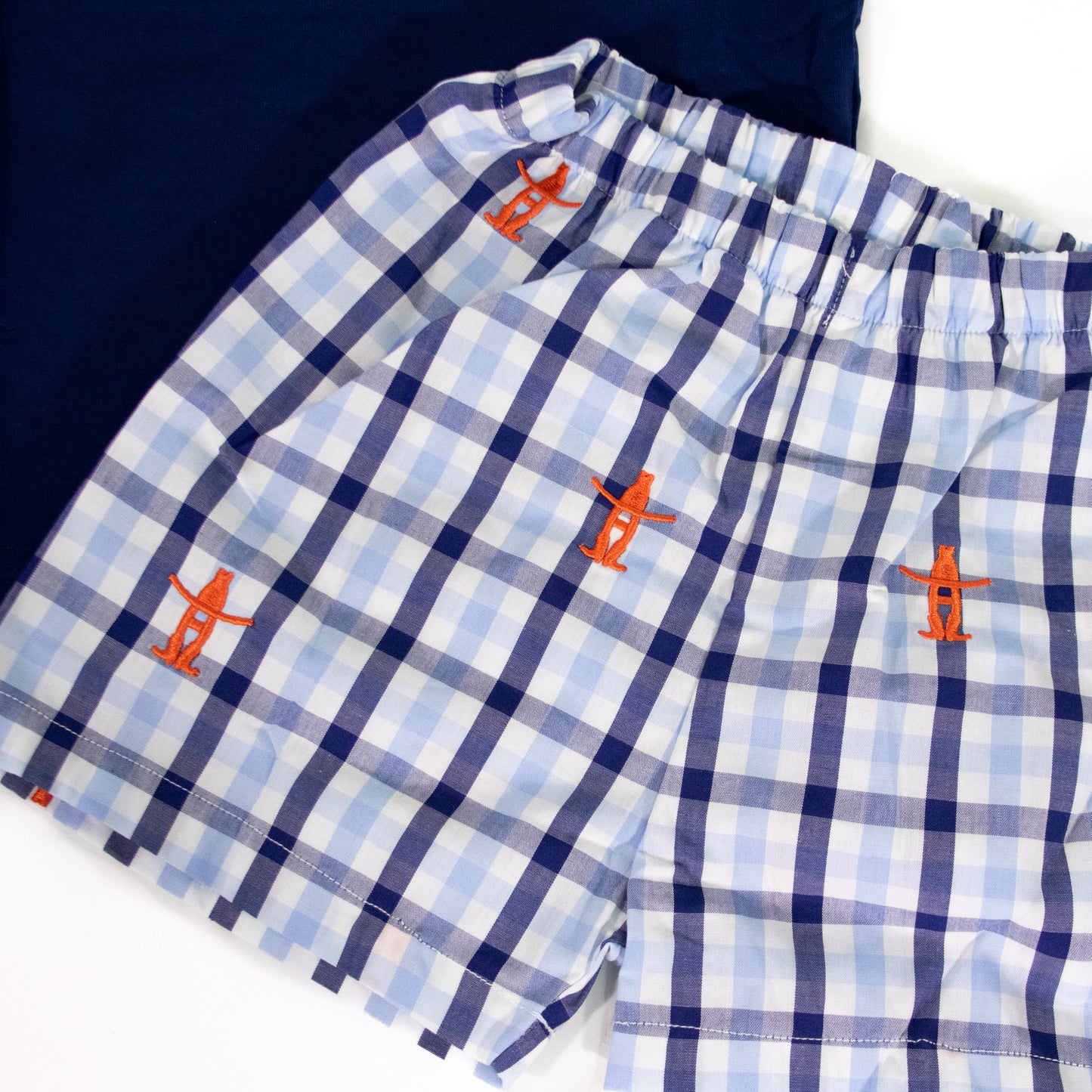 Youth Tee and Short Set - Navy Windowpane