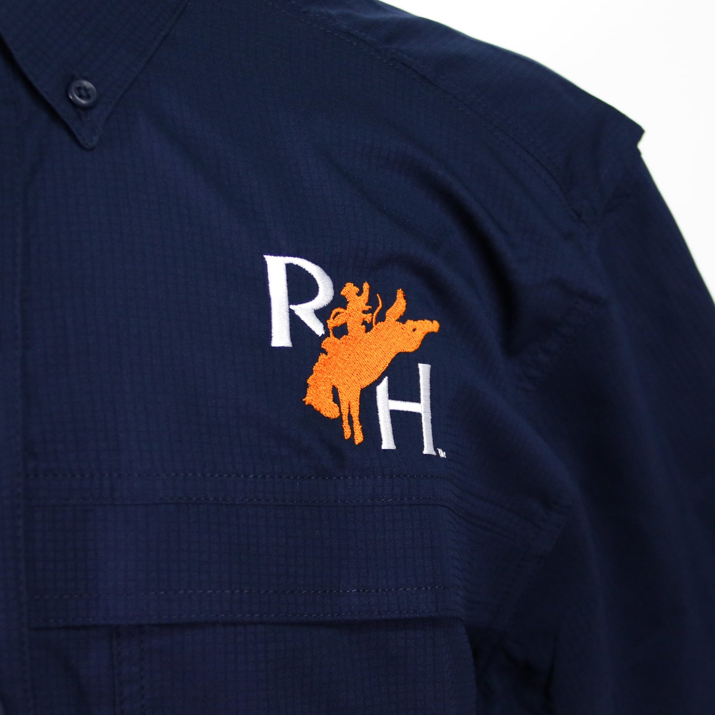 Mens RH Bronc Fishing Shirt-Navy