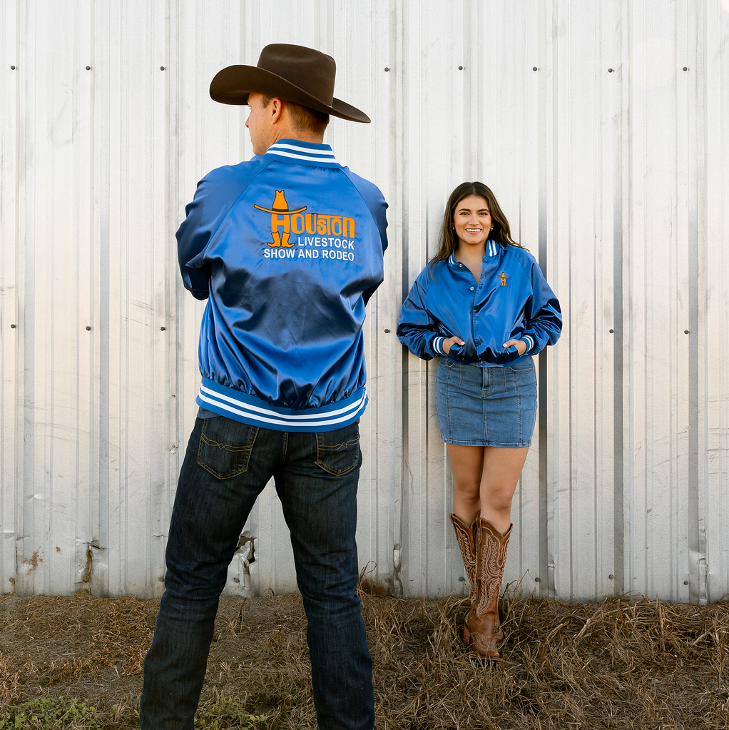 HLSR Vintage Satin Track Jacket - Blue – Houston Livestock Show and Rodeo™