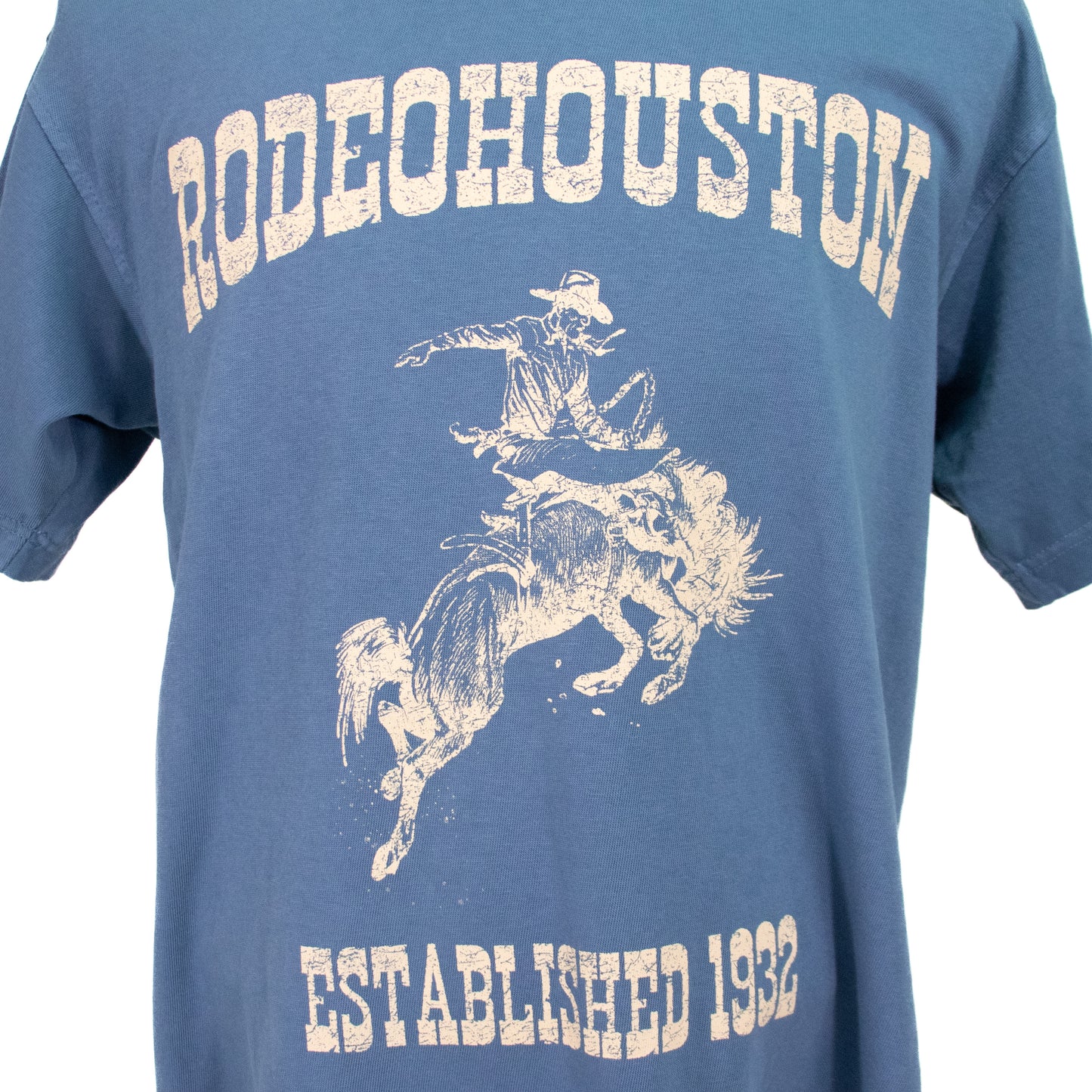 Block Letter Distressed Tee - Blue