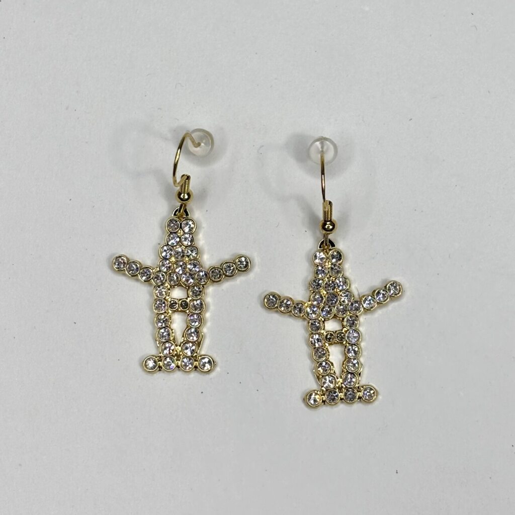 Rhinestone H Earrings - Gold