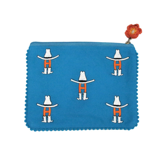 Bow-H Zipper Pouch - Blue