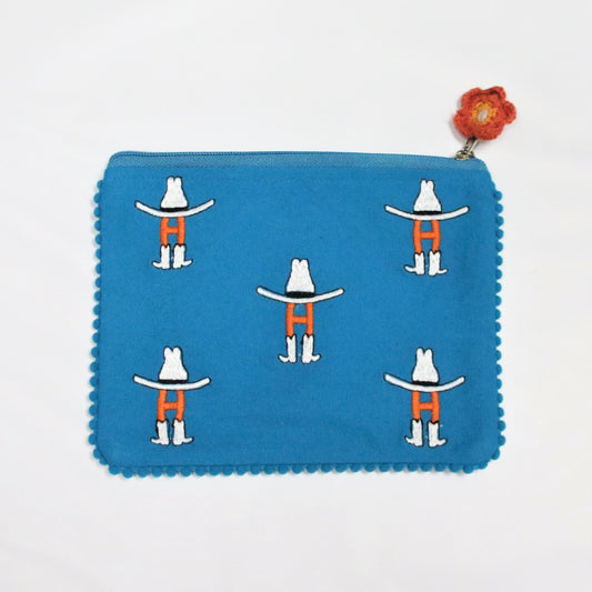 Bow-H Zipper Pouch - Blue