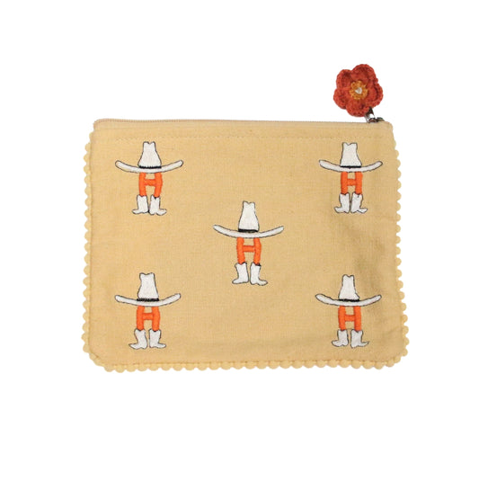 Bow-H Zipper Pouch - Tan