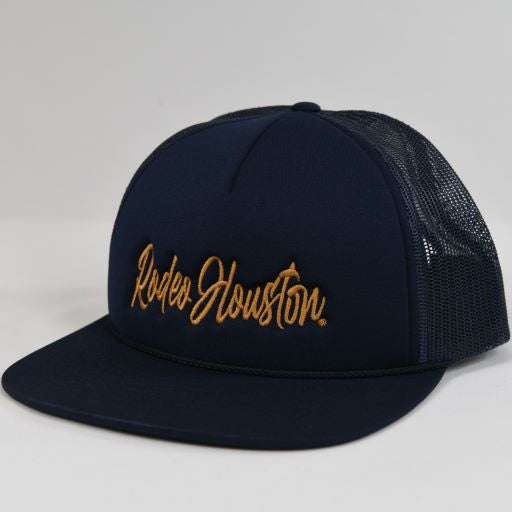 Rodeo Houston Foam Hat-Navy w/yellow stitching