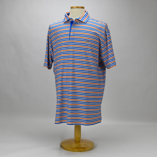 Mens Blue/Orange Stripe Polo