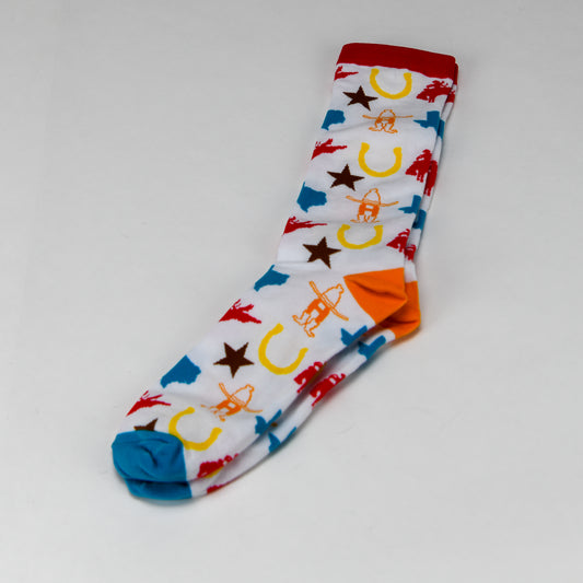 White Howdy Texas Socks