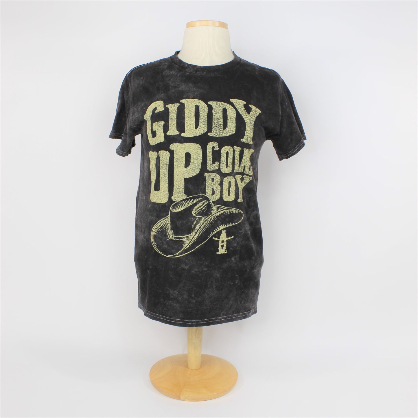 Mineral Wash Giddy Up Cowboy Tee - Black