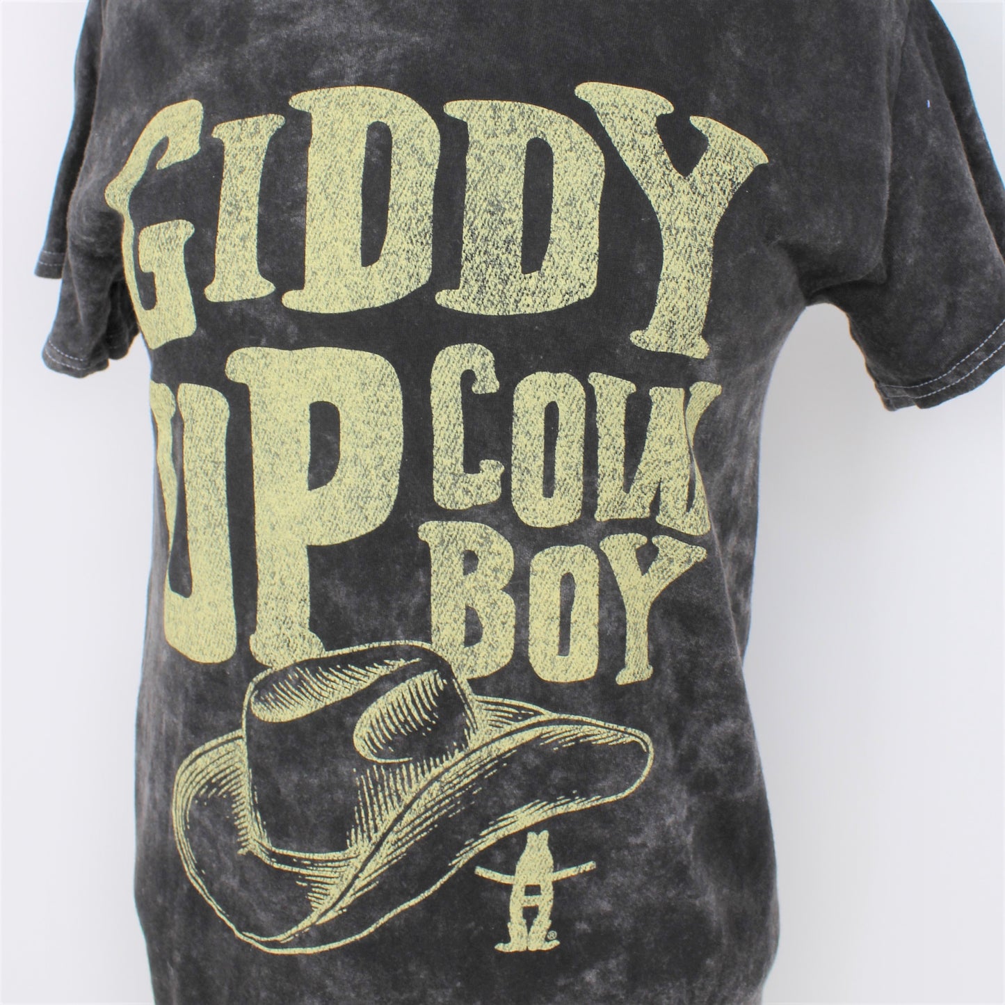 Mineral Wash Giddy Up Cowboy Tee - Black