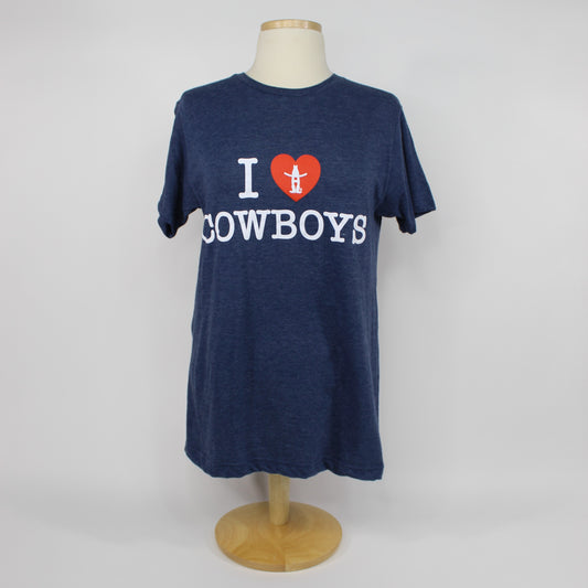 Ladies I Heart Cowboys Tee - Heather Blue