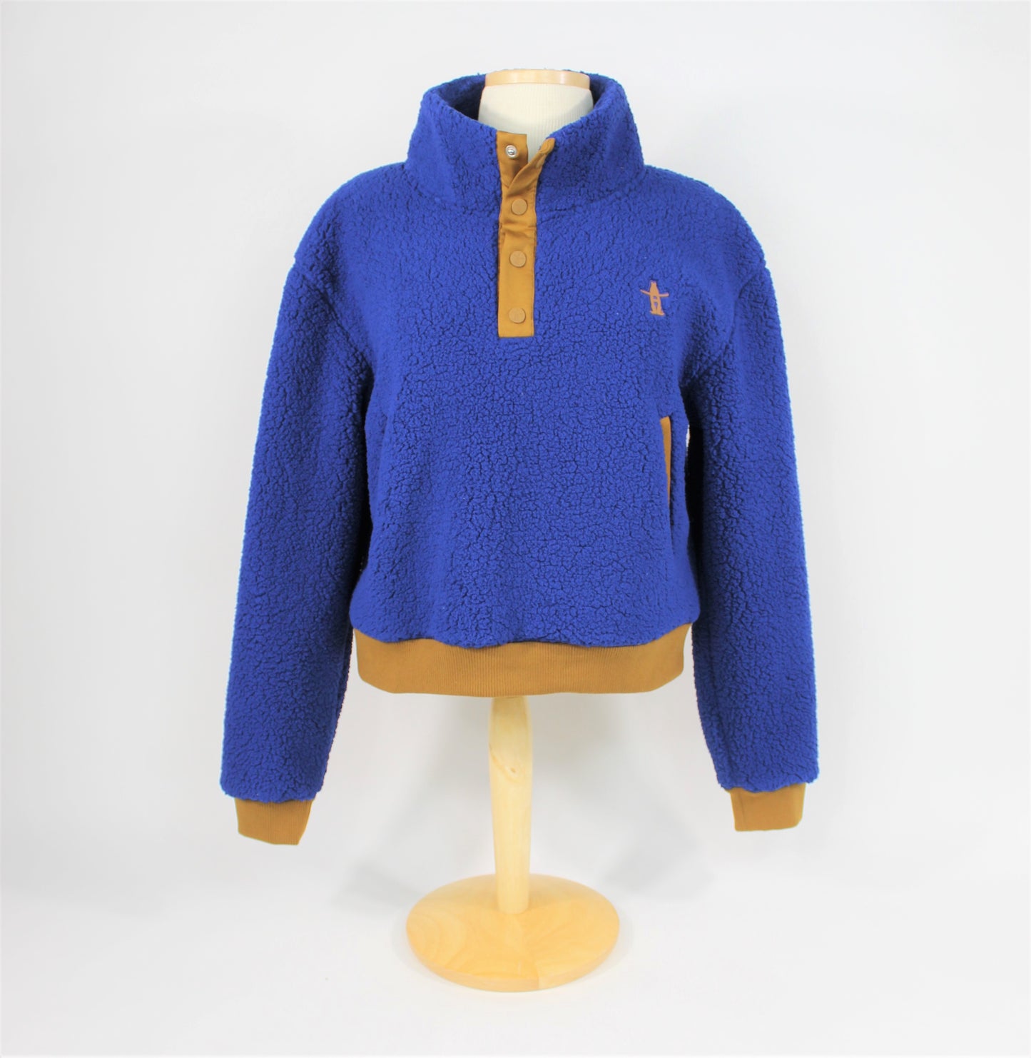 Ladies Sherpa Snap Pullover - Navy/Coyote