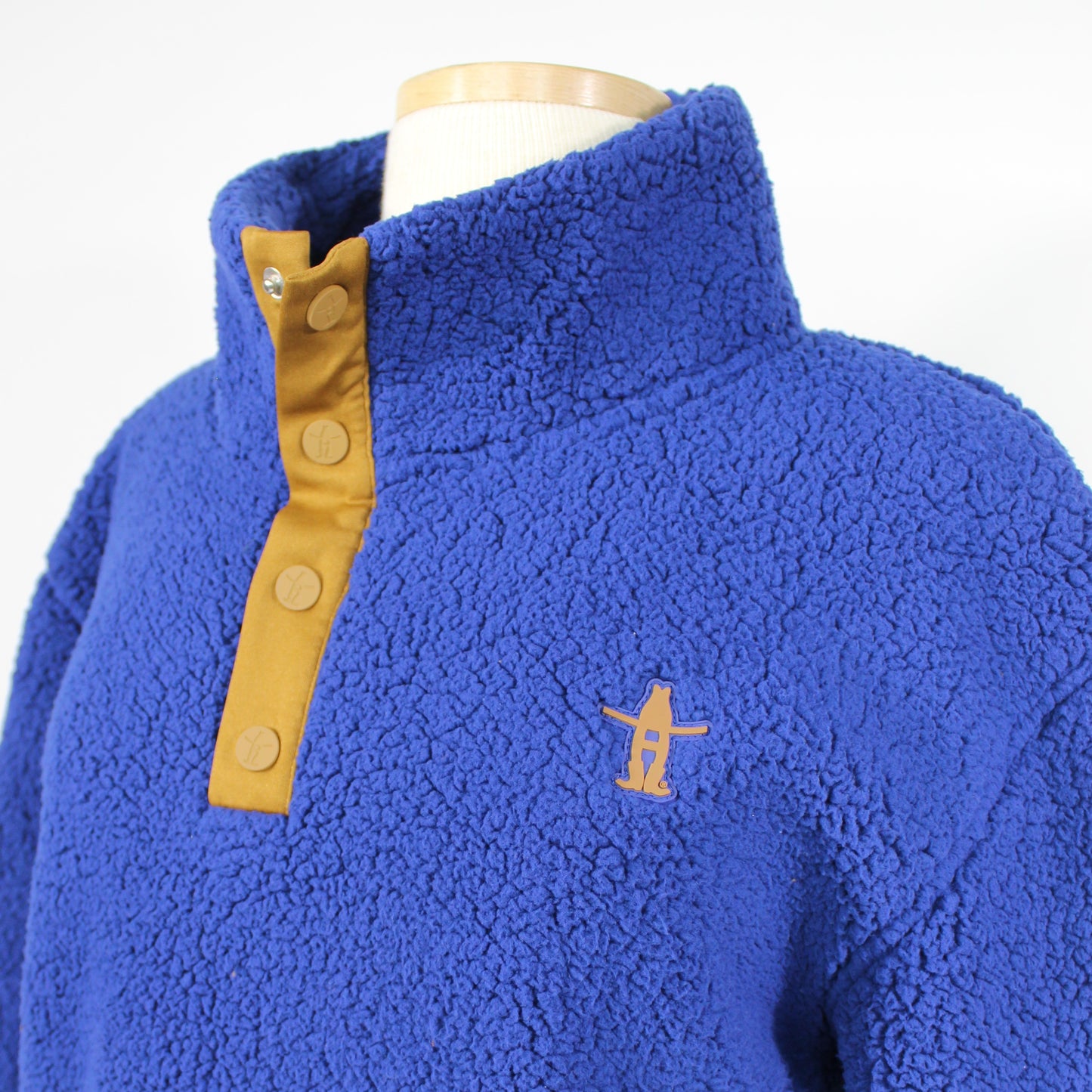 Ladies Sherpa Snap Pullover - Navy/Coyote