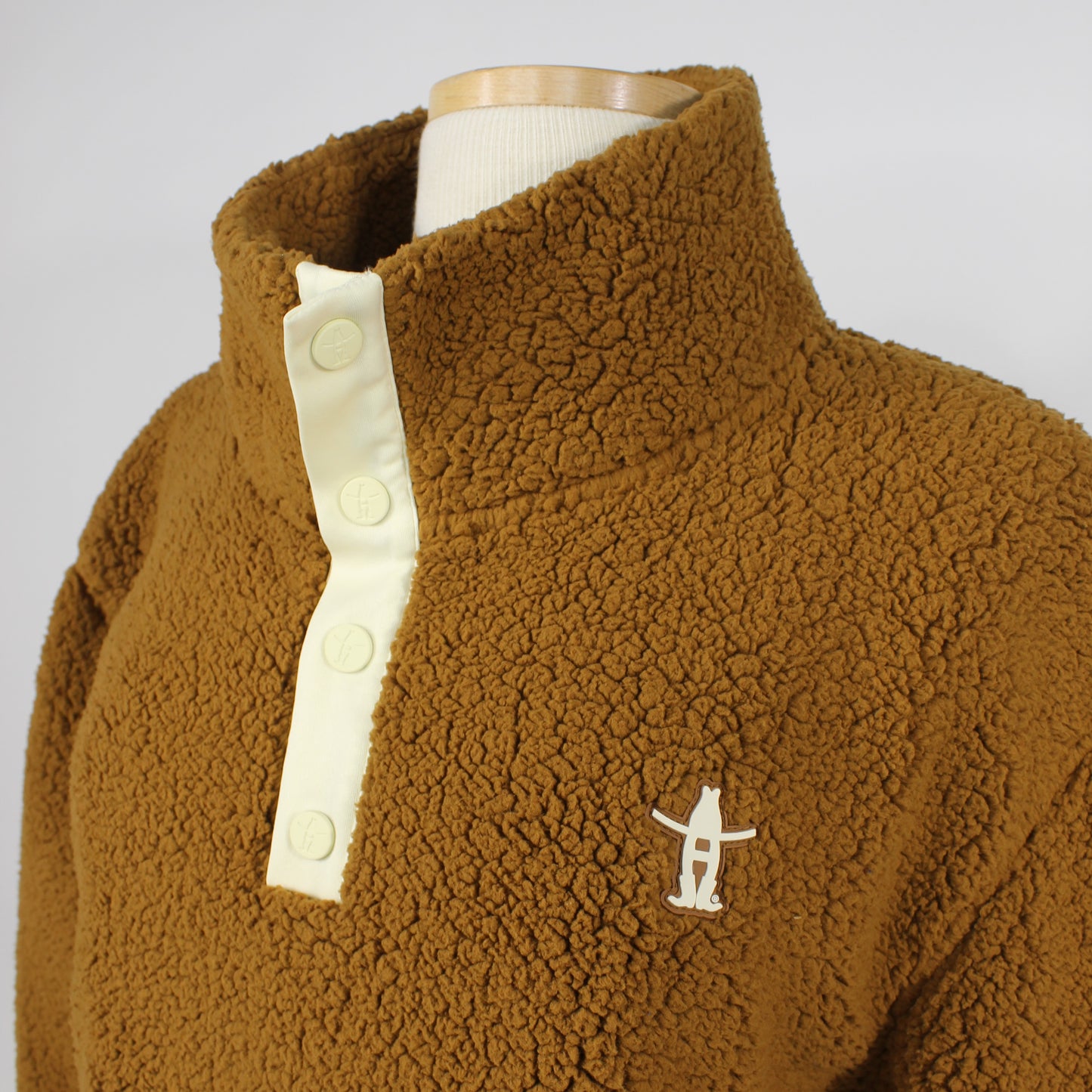 Ladies Sherpa Snap Pullover - Coyote/Oatmeal