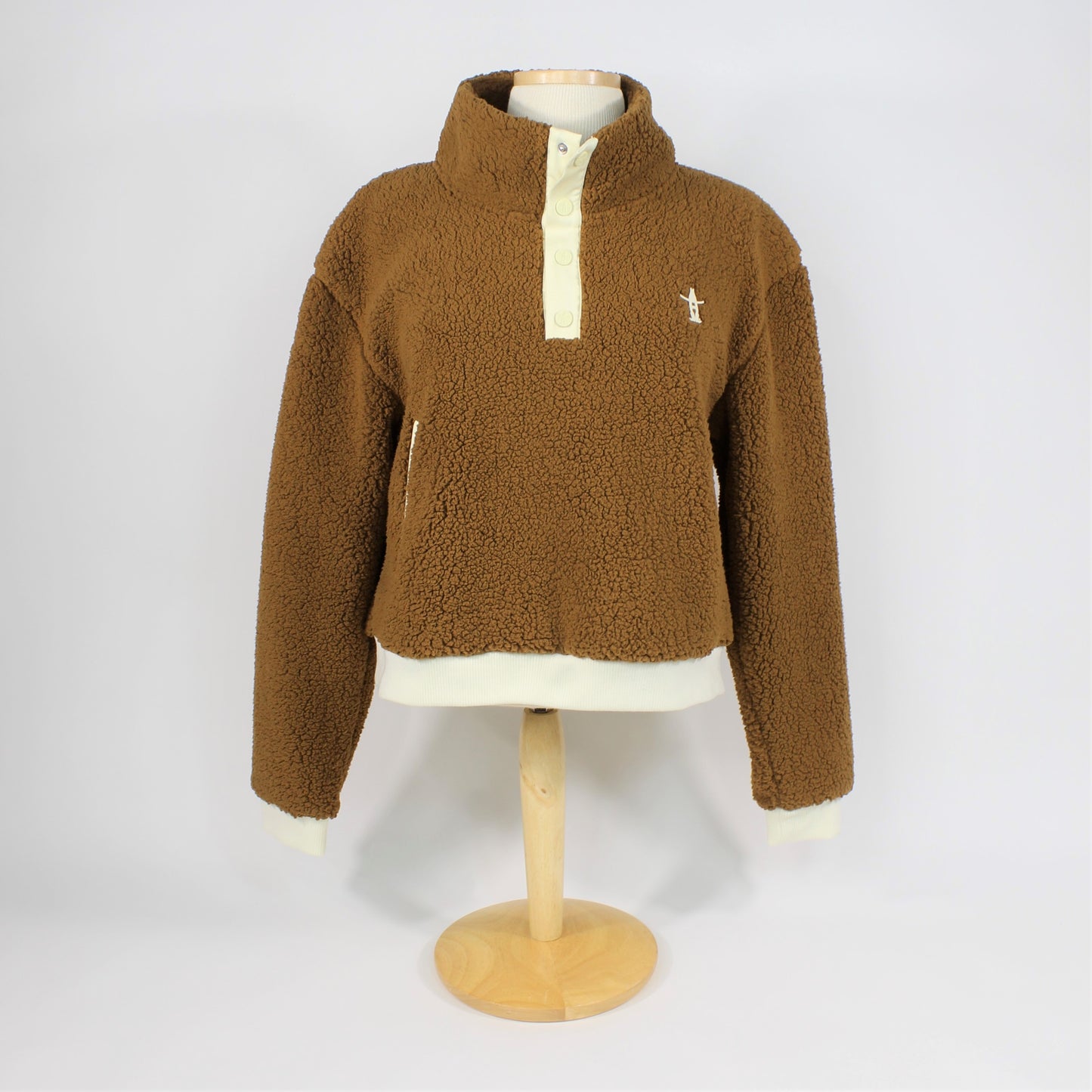 Ladies Sherpa Snap Pullover - Coyote/Oatmeal