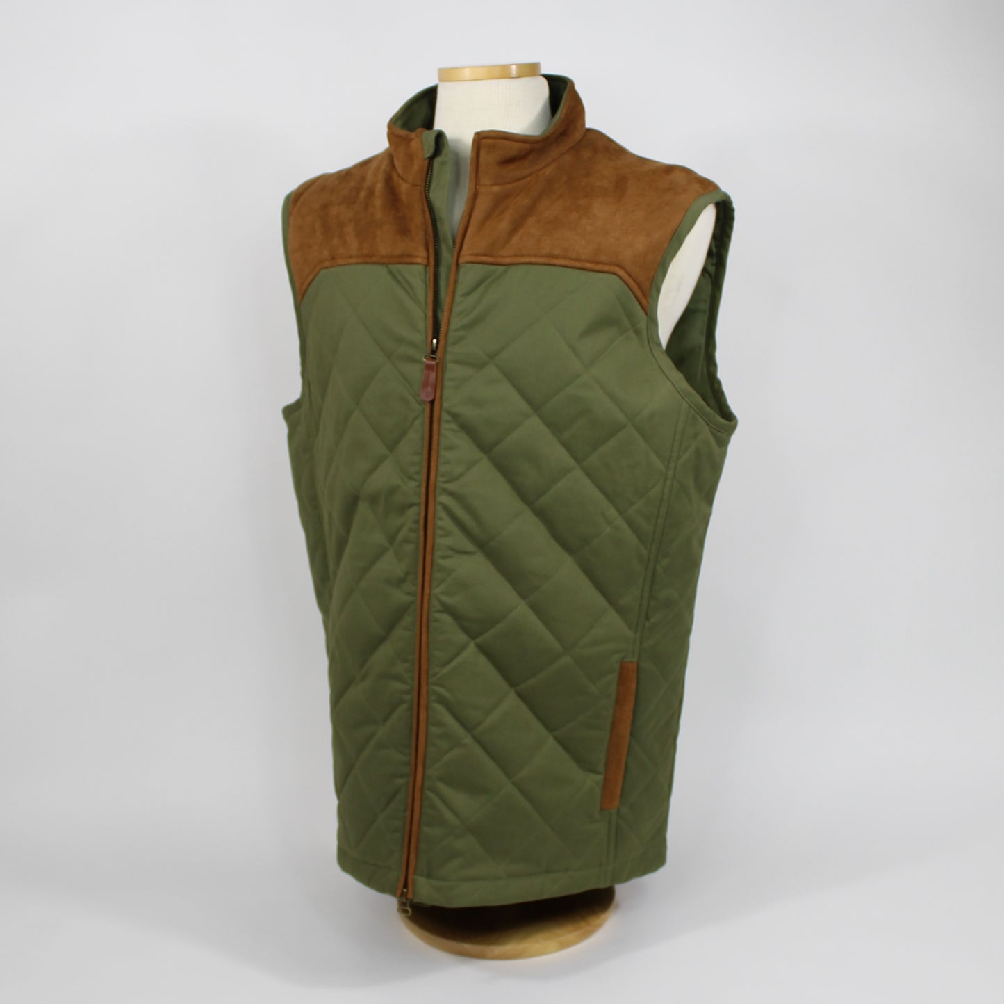 Quilted Suede Performance Vest - Olive