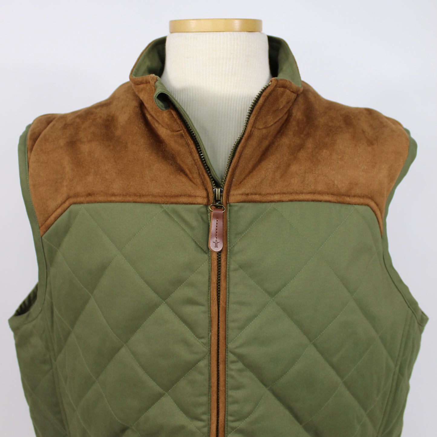 Quilted Suede Performance Vest - Olive