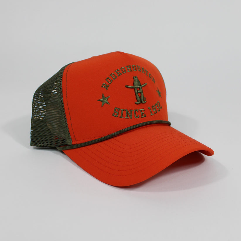 Lets Rodeo Meshback Cap - Blaze/Olive – Houston Livestock Show and Rodeo™