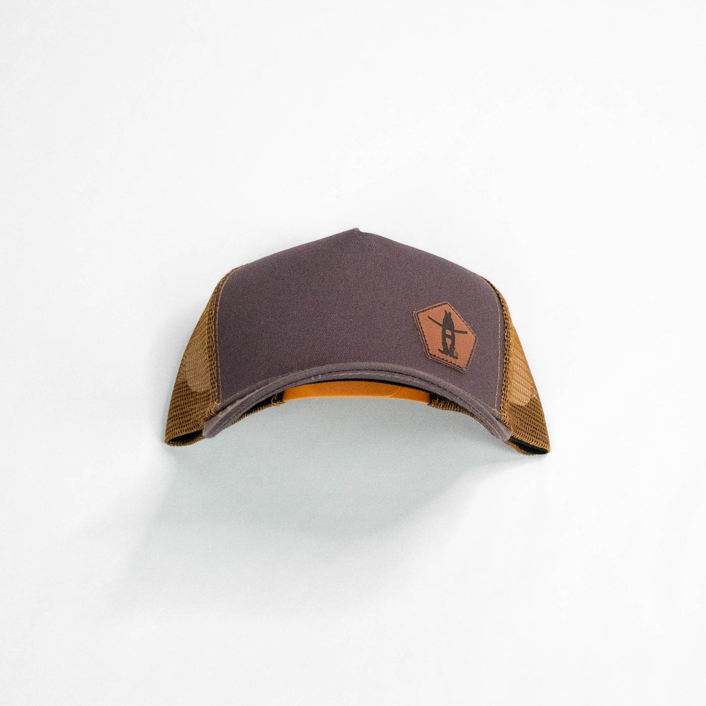 Brown Trucker Cap with Leather Patch