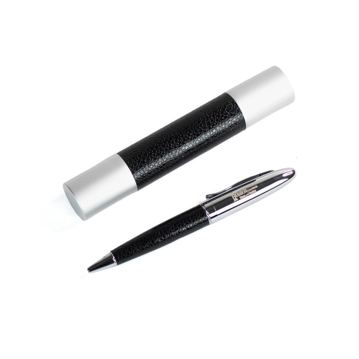 Faux Leather Pen w/Cylinder Case
