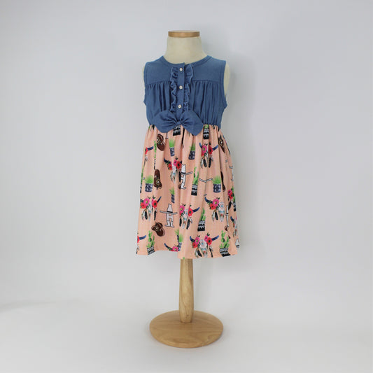 Youth Denim Floral Skull Dress