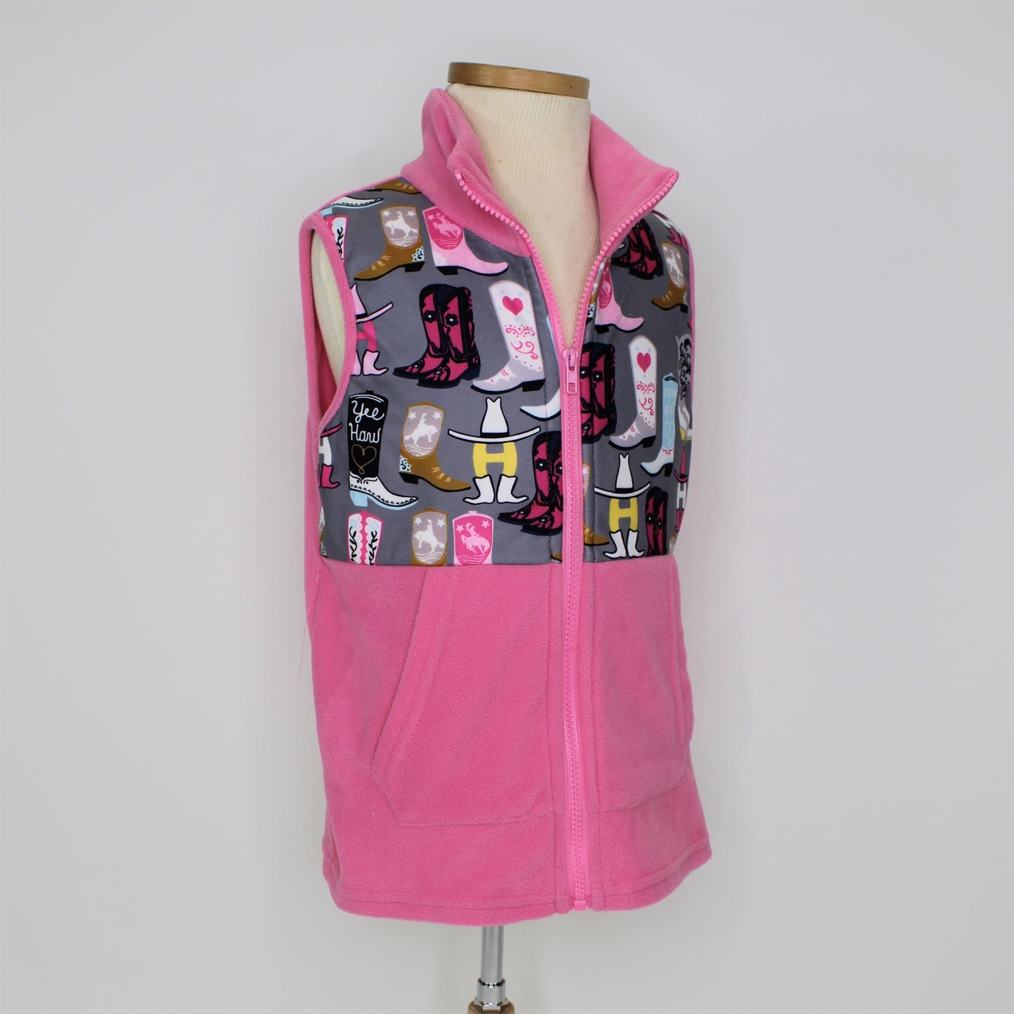 Youth Pink Fleece Vest with Boots