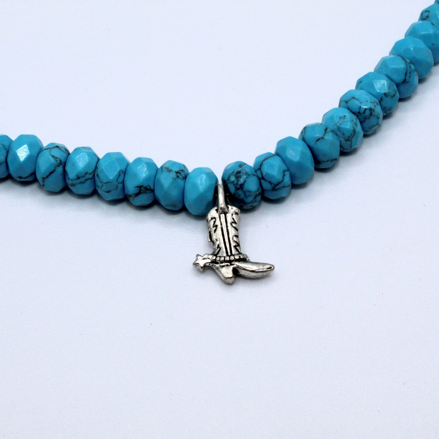 Southern James Necklace with Boot Charm -Turquoise